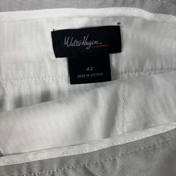 Mens Gray Micro Stripe Flat Front Golf Shorts Casual Performance Size 42 - Picture 15 of 16